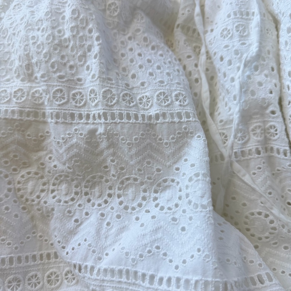 Lucky Brand White Eyelet Tiered Midi Skirt Size M Boho Cottagecore - Picture 7 of 15
